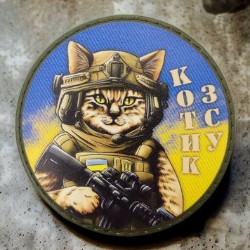 Котик ВСУ голубовато-желтый шеврон / патч 2036516170 фото