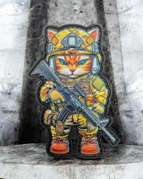 Котик зі зброєю шеврон / патч 2456208610 фото